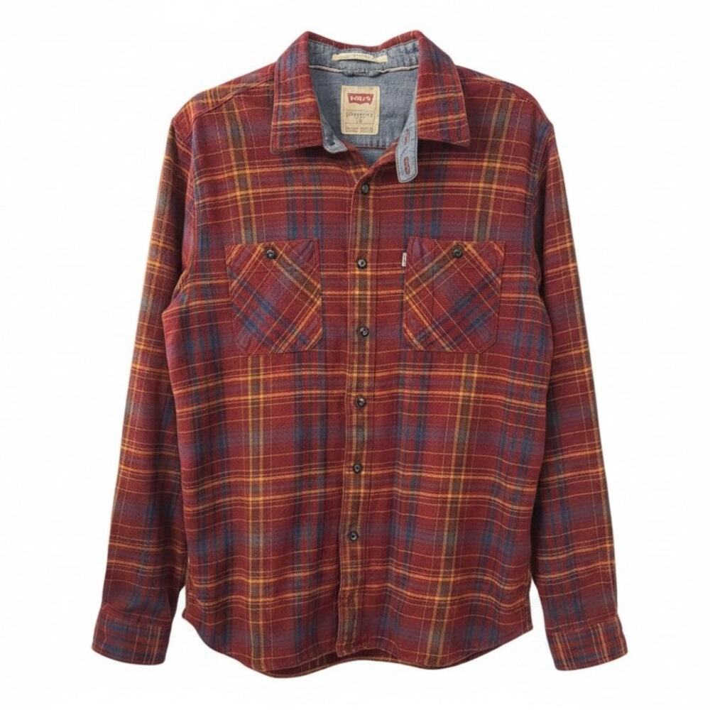 Levi’s Red Plaid Flannel Button Up Shirt Mens M